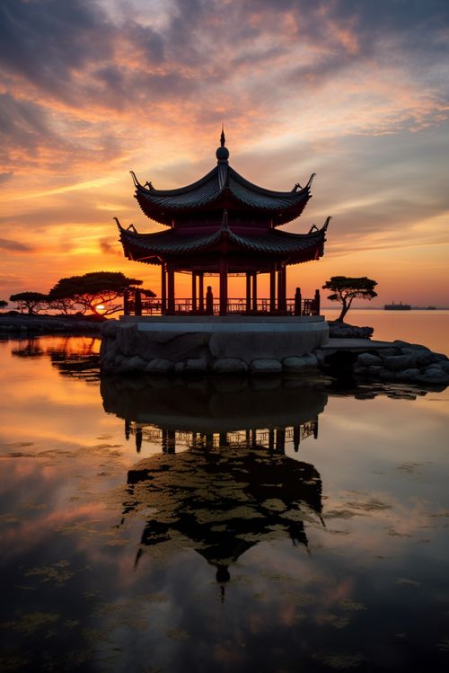 杭州西湖集贤亭旅游景点风景摄影图 摄影